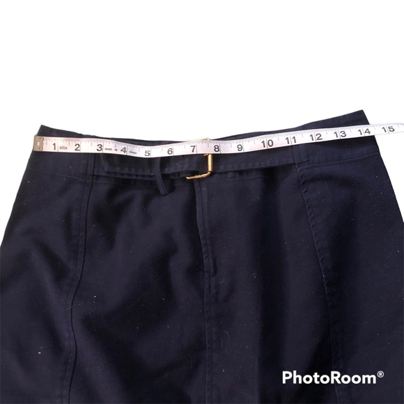 Navy blue  Lauren Ralph Lauren skirt attached belt metal buckle - Picture 2 of 8